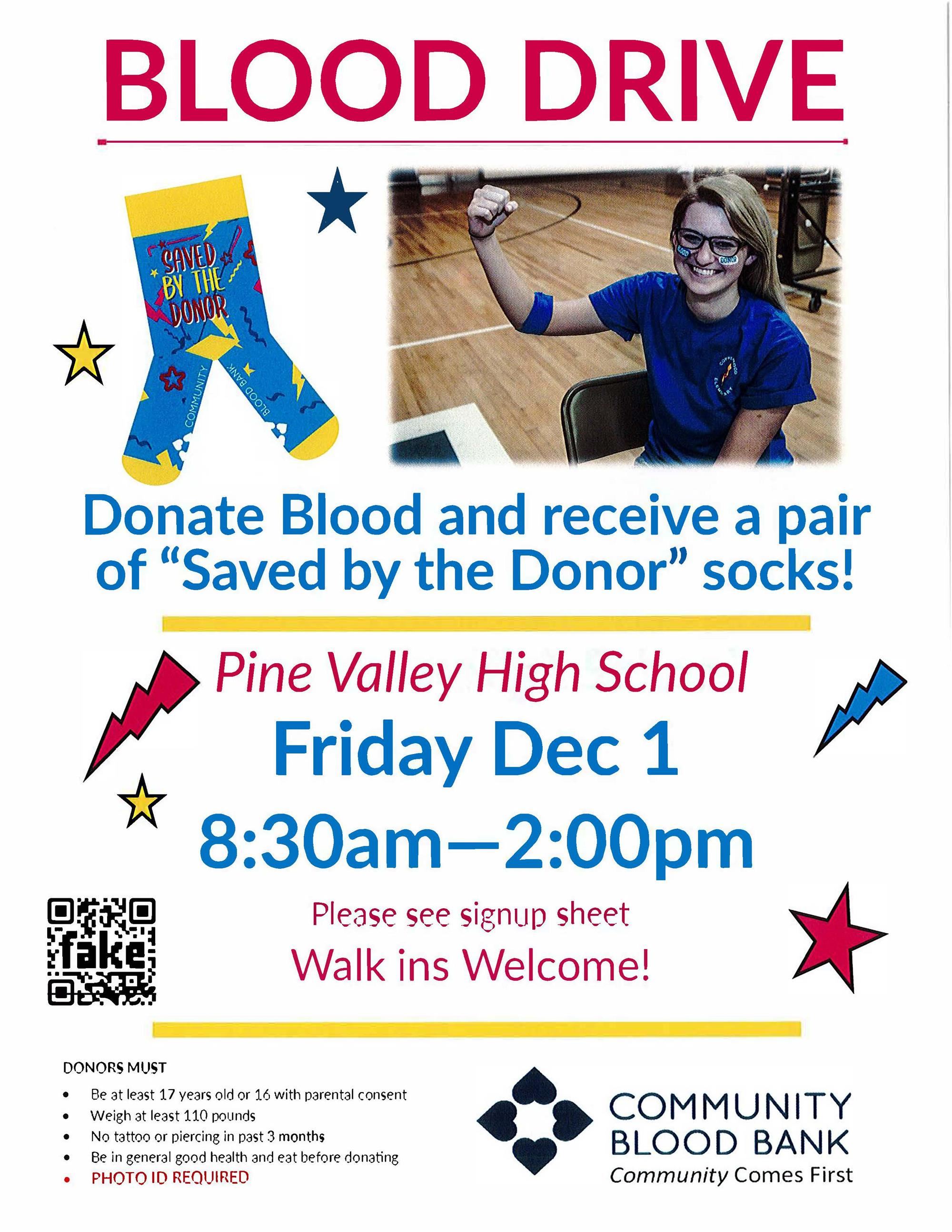 Blood Drive poster Dec 1 2023
